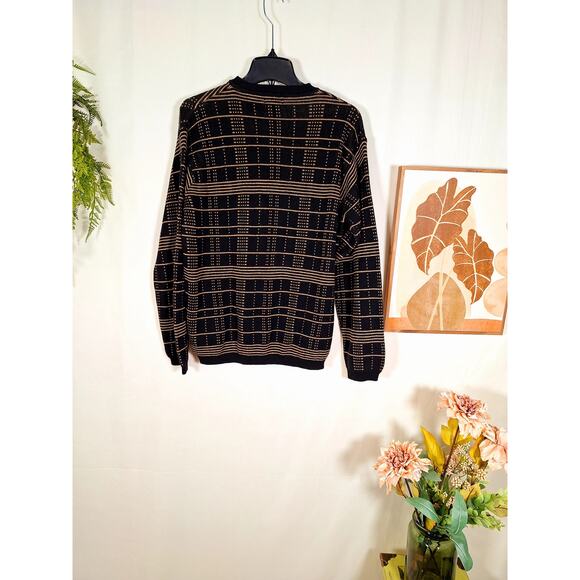 Claiborne Men's Vintage Gold and Black Sweater Size Medium - Picture 3 of 5